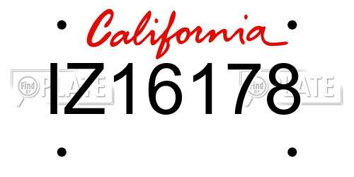 IZ16178 California License Plate