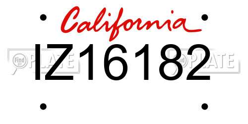 IZ16182 California License Plate