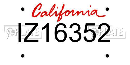 IZ16352 California License Plate
