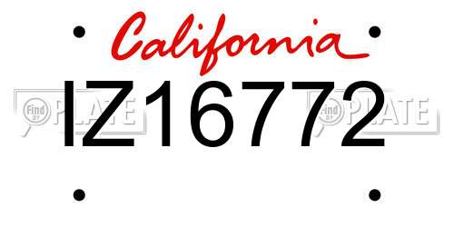 IZ16772 California License Plate