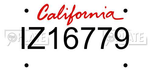 IZ16779 California License Plate