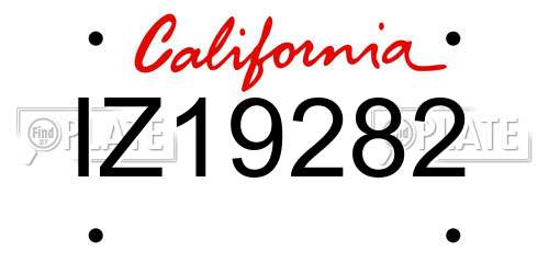 IZ19282 California License Plate