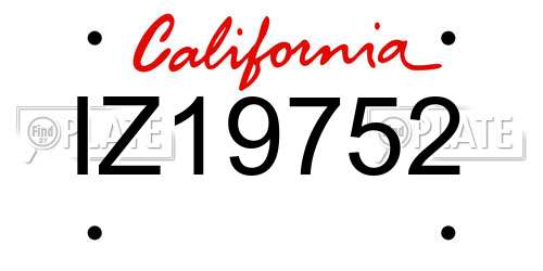 IZ19752 California License Plate