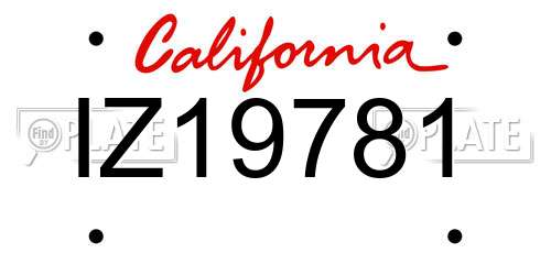 IZ19781 California License Plate