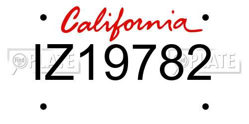 IZ19782 California License Plate