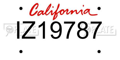 IZ19787 California License Plate