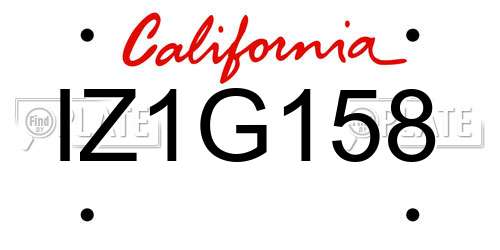IZ1G158 California License Plate