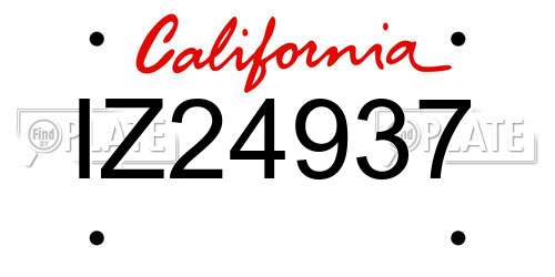 IZ24937 California License Plate