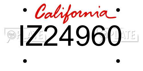 IZ24960 California License Plate