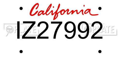 IZ27992 California License Plate