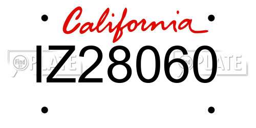 IZ28060 California License Plate