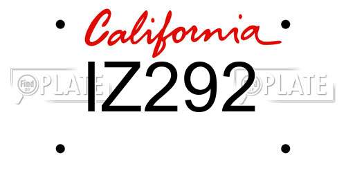 IZ292 California License Plate