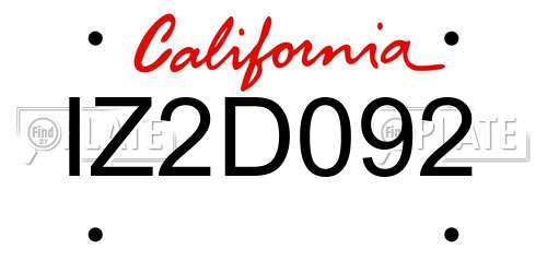 IZ2D092 California License Plate