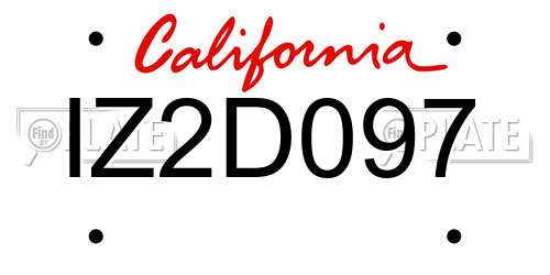IZ2D097 California License Plate