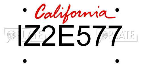 IZ2E577 California License Plate
