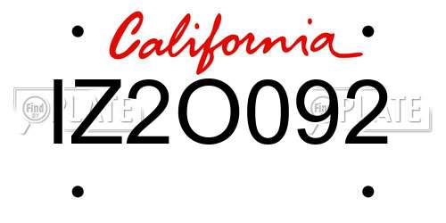 IZ2O092 California License Plate
