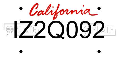 IZ2Q092 California License Plate