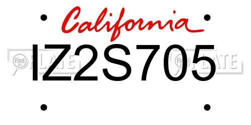 IZ2S705 California License Plate