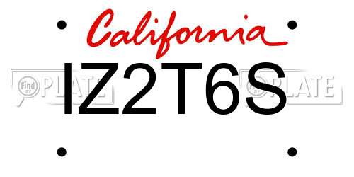 IZ2T6S California License Plate