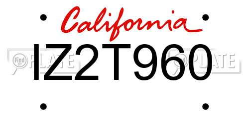IZ2T960 California License Plate