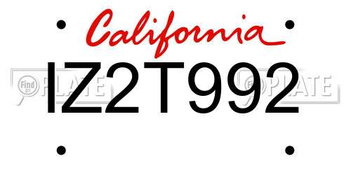 IZ2T992 California License Plate