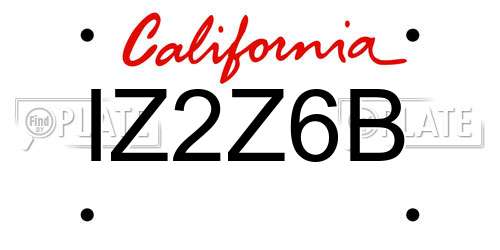IZ2Z6B California License Plate