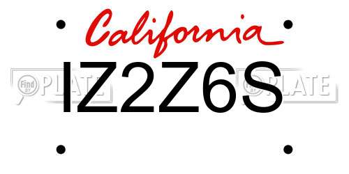 IZ2Z6S California License Plate