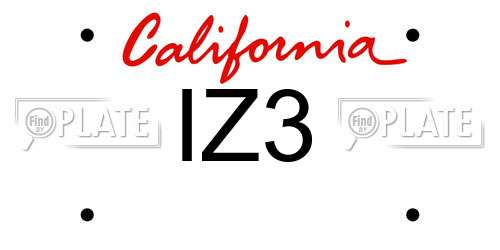 IZ3 California License Plate