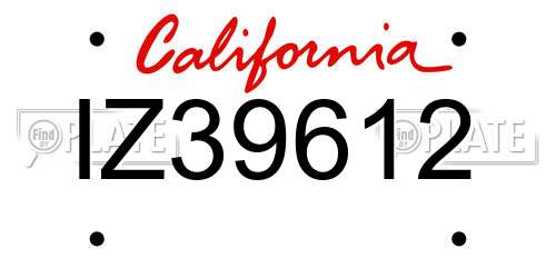 IZ39612 California License Plate