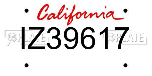 IZ39617 California License Plate