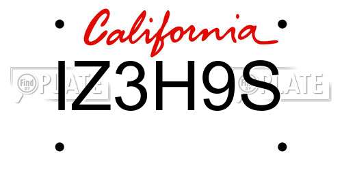 IZ3H9S California License Plate