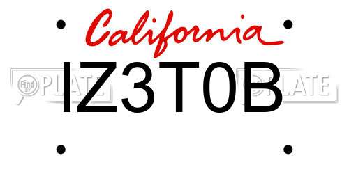IZ3T0B California License Plate