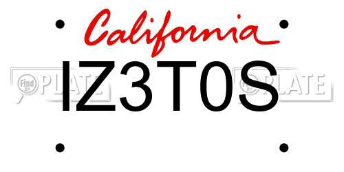 IZ3T0S California License Plate