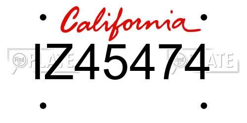 IZ45474 California License Plate