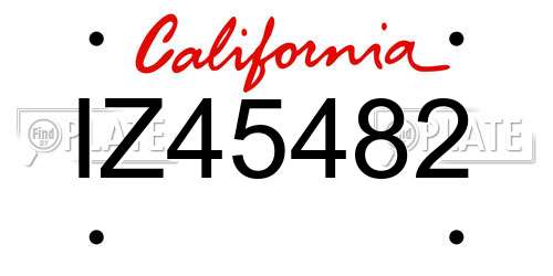 IZ45482 California License Plate