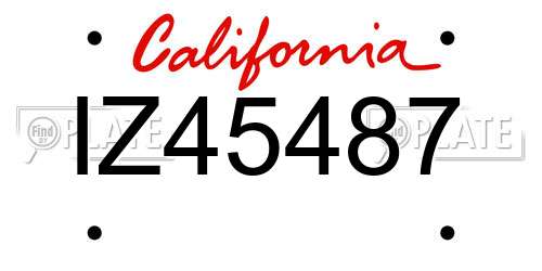 IZ45487 California License Plate