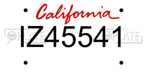 IZ45541 California License Plate