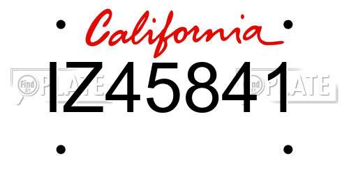 IZ45841 California License Plate