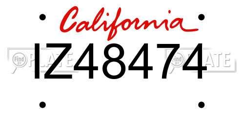 IZ48474 California License Plate