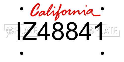IZ48841 California License Plate