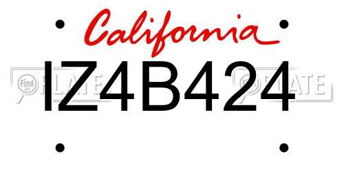 IZ4B424 California License Plate