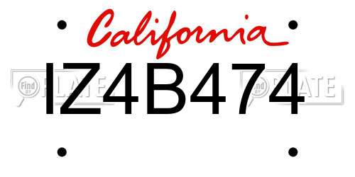 IZ4B474 California License Plate