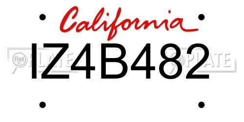 IZ4B482 California License Plate
