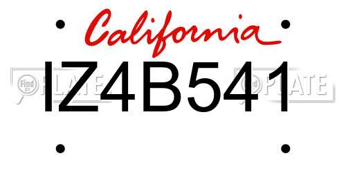 IZ4B541 California License Plate