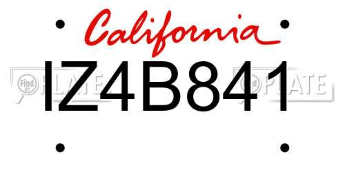 IZ4B841 California License Plate