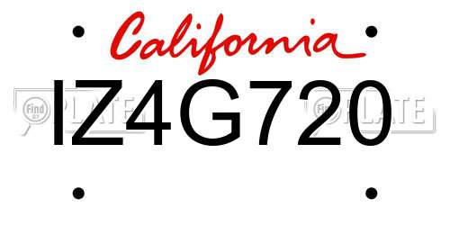 IZ4G720 California License Plate
