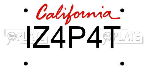 IZ4P4T California License Plate