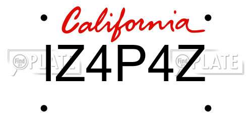 IZ4P4Z California License Plate