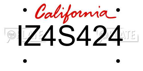 IZ4S424 California License Plate