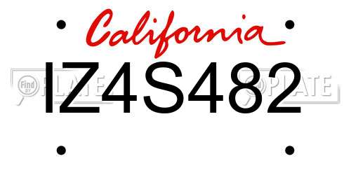 IZ4S482 California License Plate